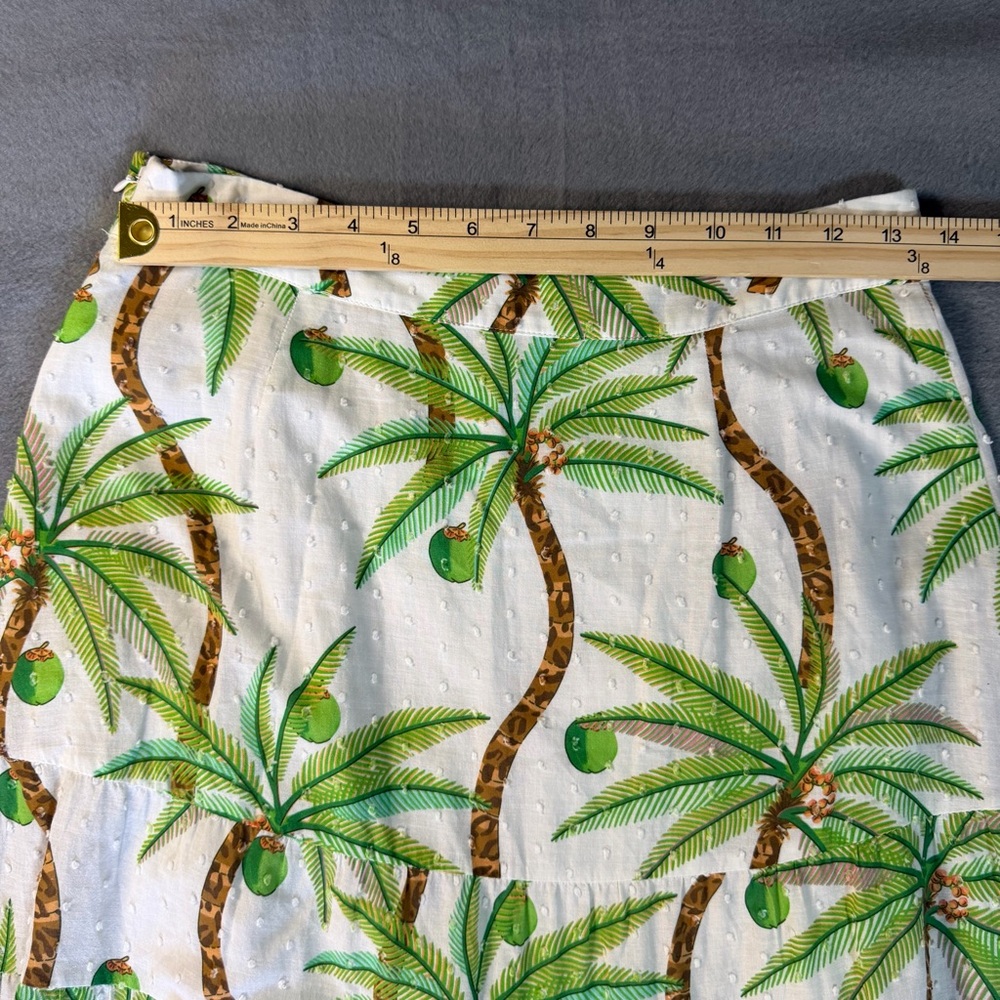 FARM Rio Tropical Palm Tree Print Tiered Maxi Skirt S Boho Summer Flowy Cotton - Picture 8 of 10